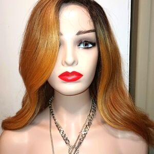 Golden Brown Synthetic Hair Wig About 12 To 14 Inches Long Approx